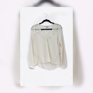 Lace Detailed Sheer Guess Blouse